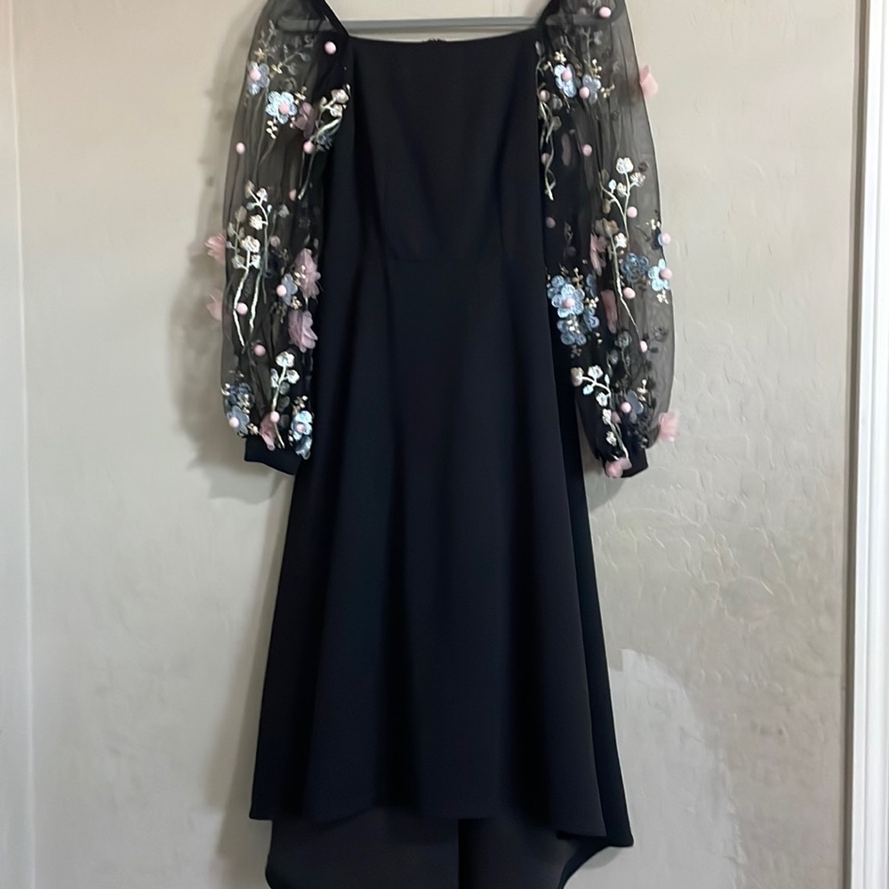 Bought from SHEIN. Al black with cute Pom poms and flowers on the puffy sleeves.